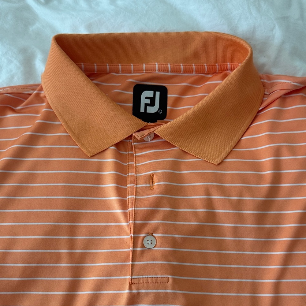 Men's Orange Striped FJ Golf Polo
